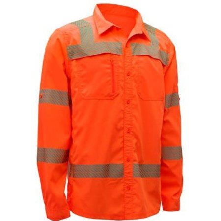 GSS SAFETY Lightweight Shirt Rip Stop Bottom Down Shirt w/SPF 50+ Orange-LG 7506-LG